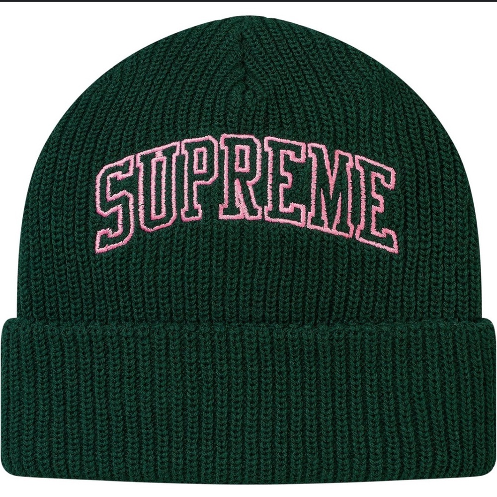 Supreme Green and Pink Knit Beanie